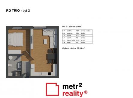 půdorys 2+kk 57m2 | Prodej bytu, 2+kk, 53 m²