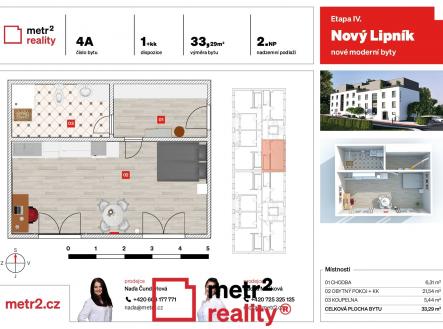 Karty bytů_A4 | Prodej bytu, 1+kk, 33 m²