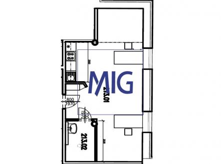 213 půdorys | Pronájem bytu, 1+kk, 37 m²