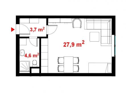 303-půdorys | Prodej bytu, 1+kk, 36 m²