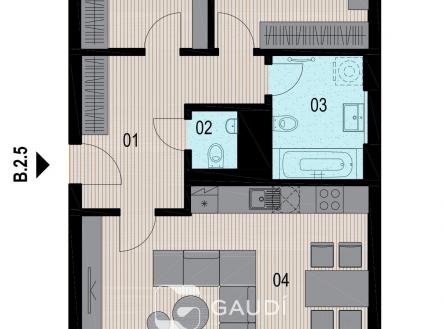 B.2.5_půdorys | Prodej bytu, 3+kk, 69 m²