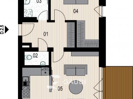 D-2-5 | Prodej bytu, 2+kk, 61 m²