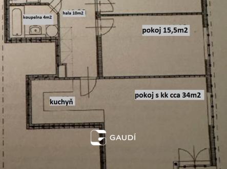 půdorys bytu | Pronájem bytu, 3+kk, 87 m²