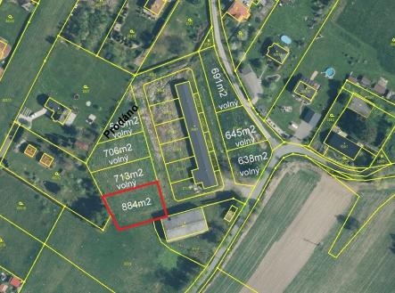 mapa-2-vymery-884m23-jeden-pozemek-prodany.jpg | Prodej - pozemek pro bydlení, 884 m²