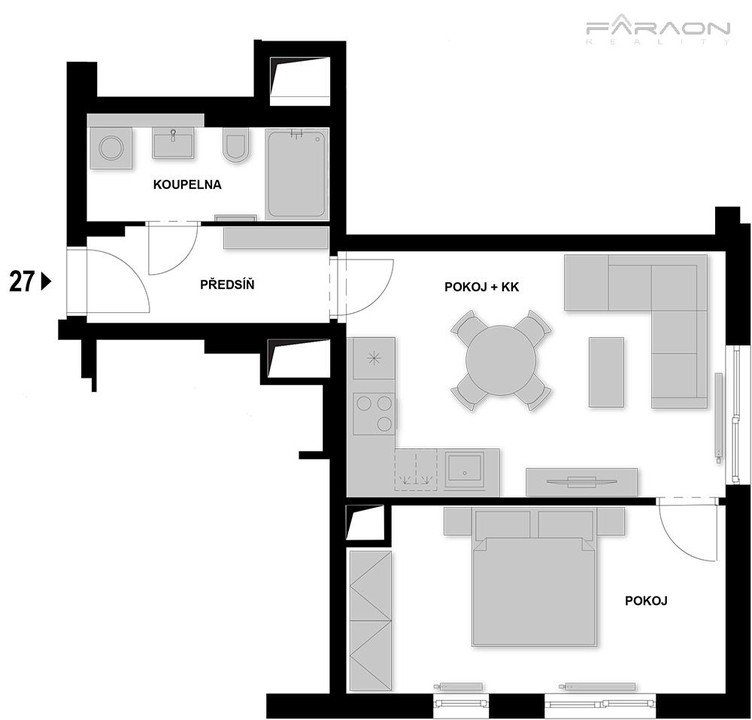 Prodej luxusního bytu 2kk (44,9 m²) se střešní terasou (16,2 m²), rezidence MAROLDKA