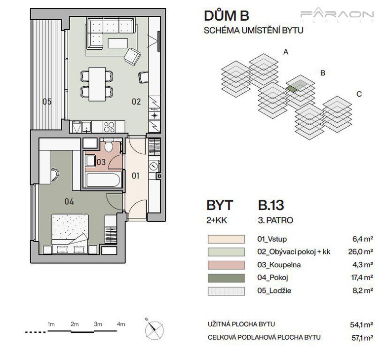 Prodej bytu 2+KK, 57 m2, lodžie 8,2 m2, sklep, možnost garáže, Vysočany