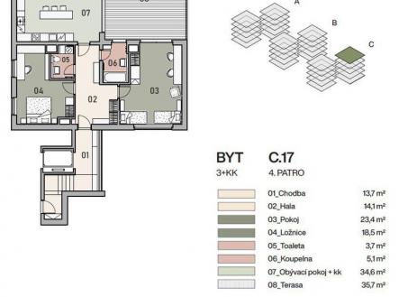 Prodej bytu, 3+kk, 118 m²