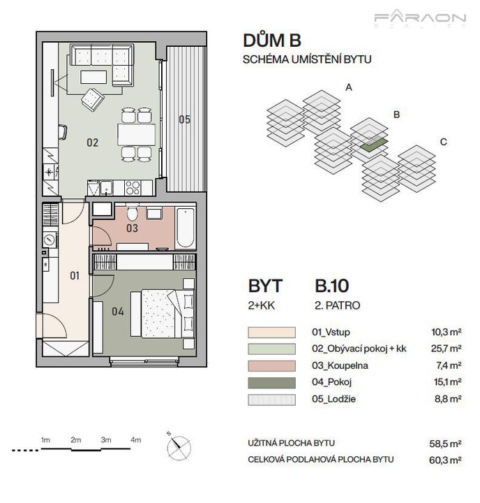 Prodej bytu 2+KK, 60,3 m2, lodžie 8,8 m2, sklep, možnost garáže, Vysočany 