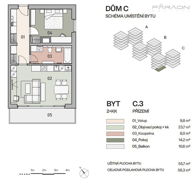 Prodej bytu 2+KK, 58m2, balkon 11m2, sklep, možnost garáže, Vysočany