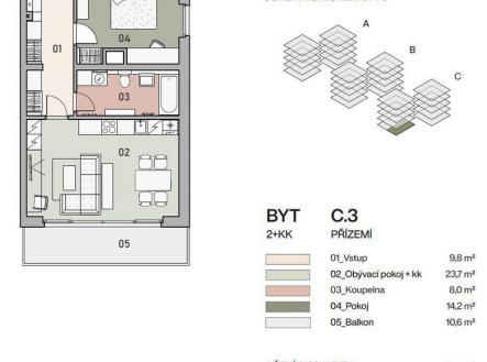 Prodej bytu, 2+kk, 58 m²