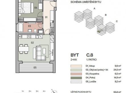 Prodej bytu, 2+kk, 60 m²