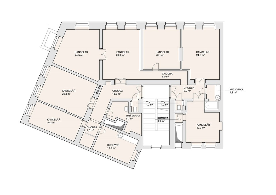 Pronájem reprezentativních kanceláří 212 m2, Praha 1-Nové Město, ul. Na Struze