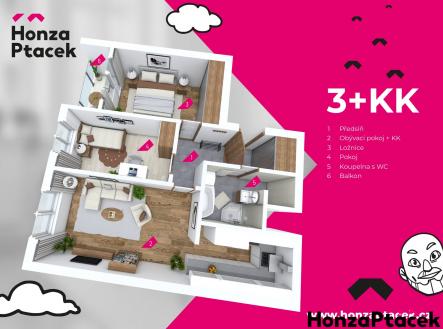 3D | Prodej bytu, 3+kk, 69 m²