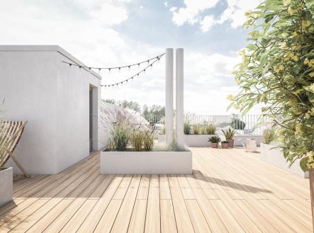 Část terasy | Prodej bytu, 3+kk, 76 m²