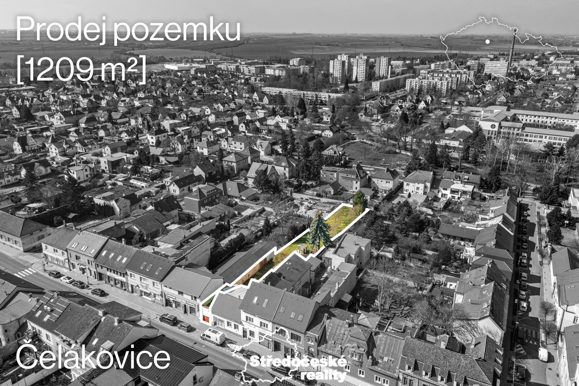 pohled na pozemek