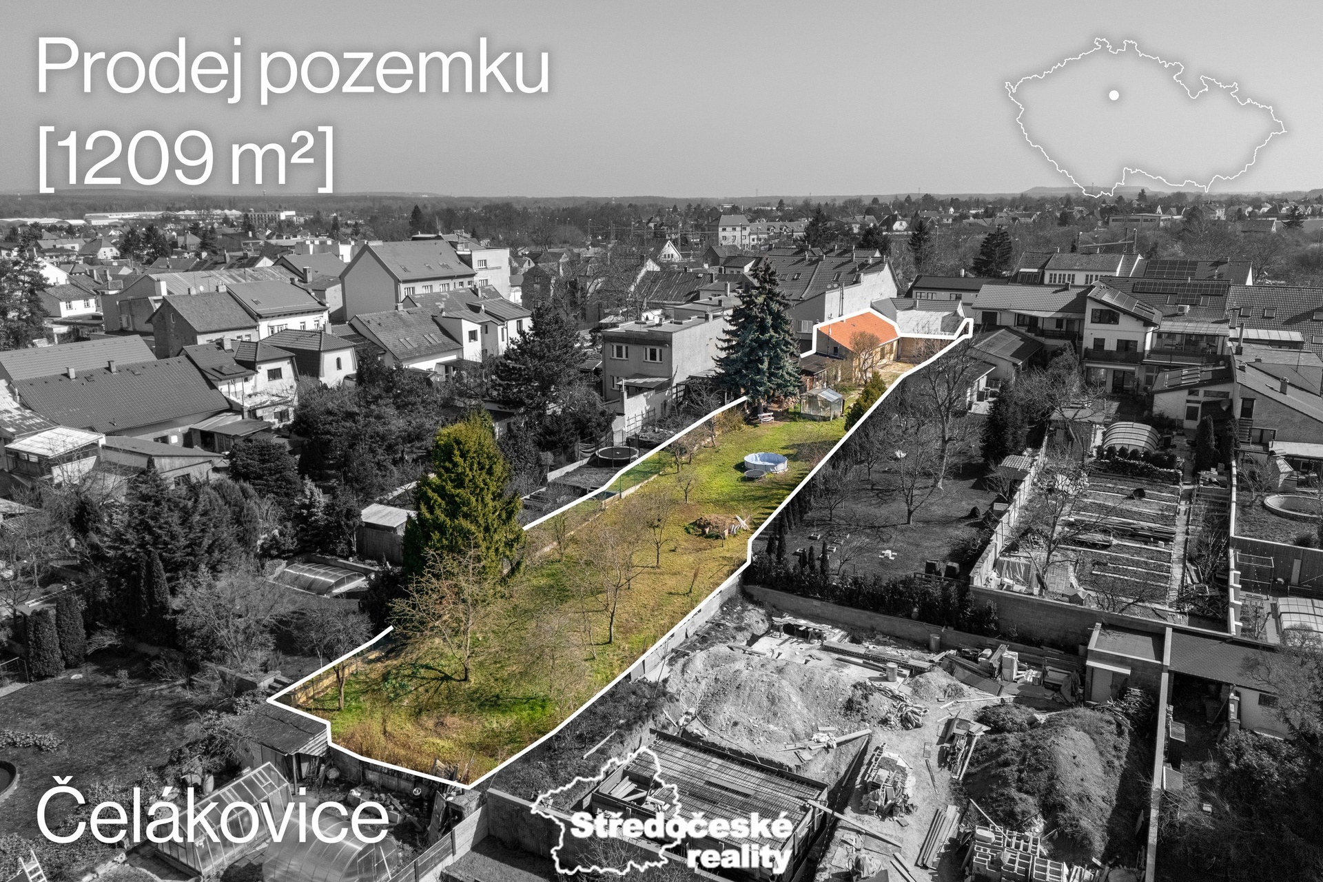 pohled na pozemek 