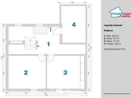 půdorys - podkroví | Prodej - dům/vila, 120 m²