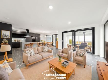 obývací pokoj a kuchyň_vizualizace | Prodej - dům/vila, 240 m²