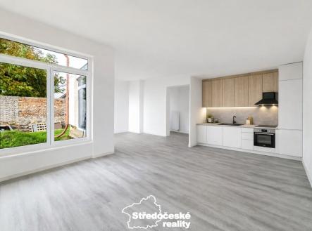 1NP obývací pokoj a kuchyň_vizualizace kuchyně | Prodej - dům/vila, 144 m²