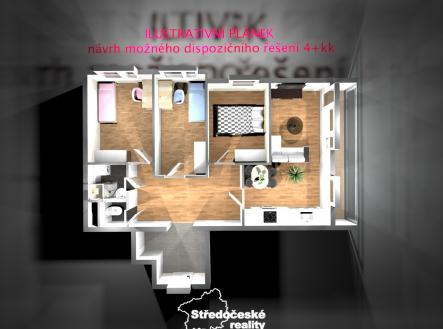 plánek bytu možná úprava na 4+kk | Prodej bytu, 3+1, 93 m²