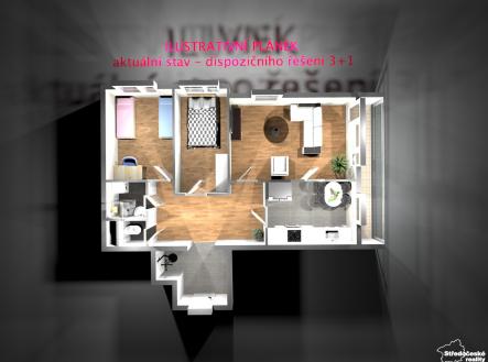 plánek bytu aktuální stav 3+1 | Prodej bytu, 3+1, 93 m²
