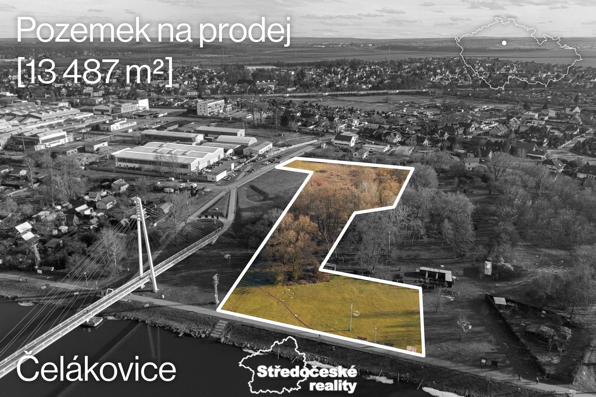 Prodej podílu 1/8 až 6/8 komerčního pozemku o celkové velikosti 13 487 m², Čelákovice