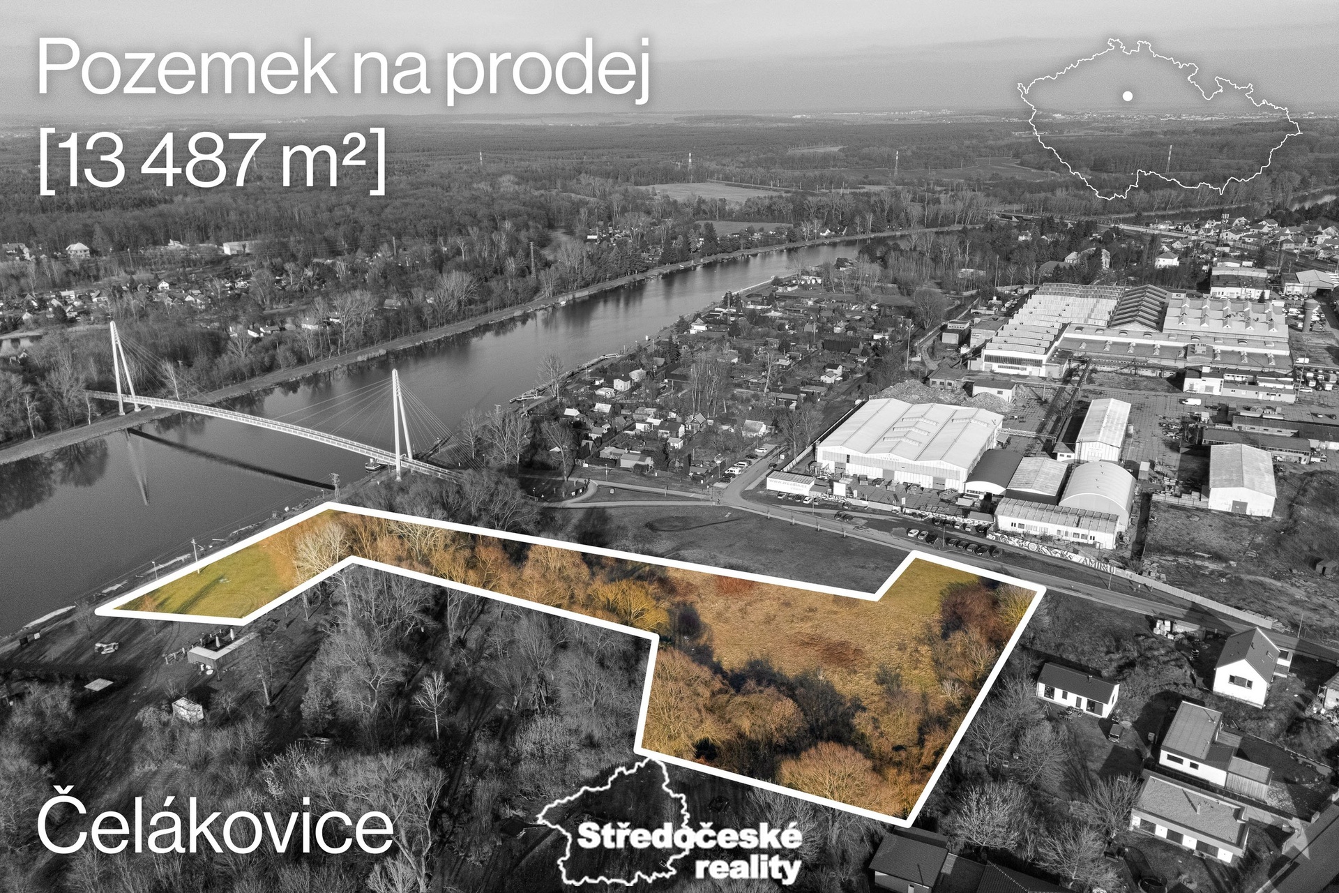 Prodej podílu 1/8 až 6/8 komerčního pozemku o celkové velikosti 13 487 m², Čelákovice