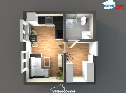 ilustrativní plánek 3D_Fanda byt 11 | Prodej bytu, 1+kk, 22 m²