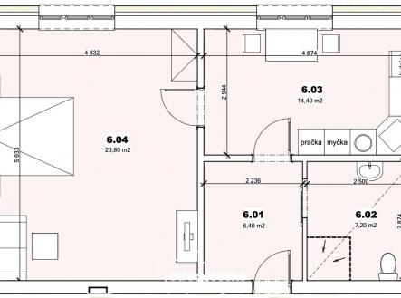 plánek_Fanda byt 6 | Prodej bytu, 2+kk, 56 m²