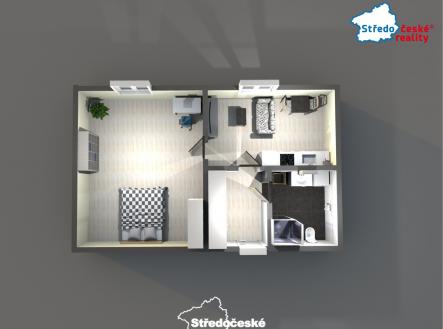 plánek 3D_Fanda byt 6 | Prodej bytu, 2+kk, 56 m²