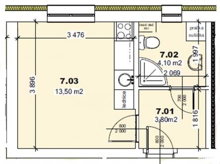 plánek_Natálie byt 7 | Prodej bytu, 1+kk, 21 m²