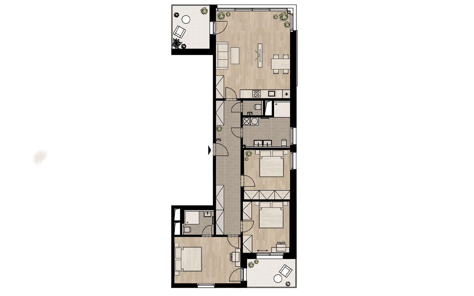 Rezidence Radimova, byt 4+kk 112,4 m2, 2X lodžie 16,1 m2