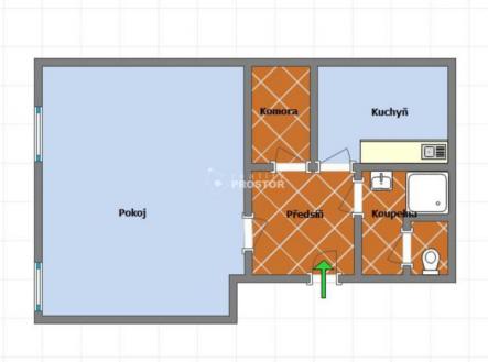 Orientační plánek | Pronájem bytu, 1+1, 38 m²