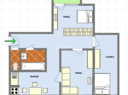 Orientační plánek | Prodej bytu, 3+1, 68 m²