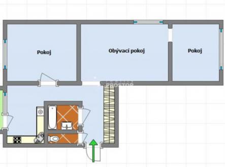 půdorys | Prodej bytu, 3+1, 58 m²