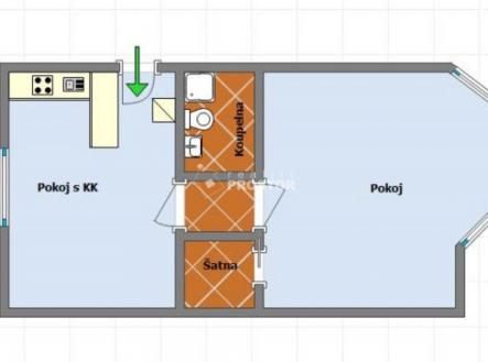 Orientační plánek | Pronájem bytu, 2+kk, 48 m²