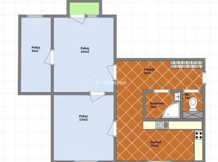schématický půdorys | Prodej bytu, 3+1, 70 m²