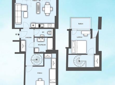 Svěží bytová jednotka č. 61 - mezonet | Prodej bytu, 3+kk, 98 m²