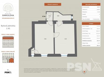 Vizualizace nemusí odpovídat skutečnosti | Prodej bytu, 2+kk, 44 m²