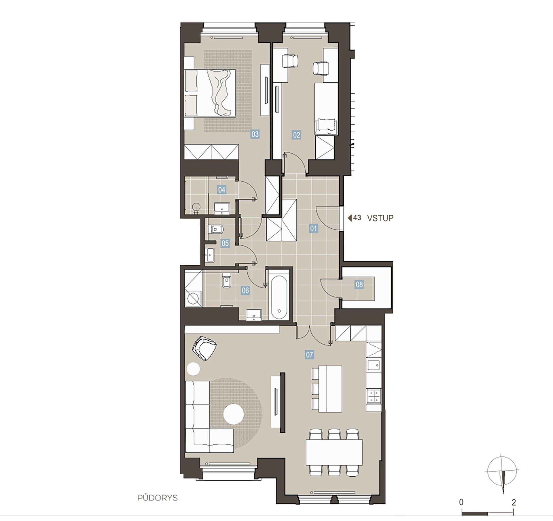 Bytová jednotka 43 ve stavu FIT OUT