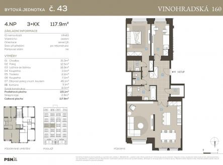 Elegantní byt 3+kk na Vinohradech | Prodej bytu, 3+kk, 118 m²