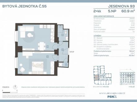 Bytová jednotka č. 55 | Prodej bytu, 2+kk, 59 m²