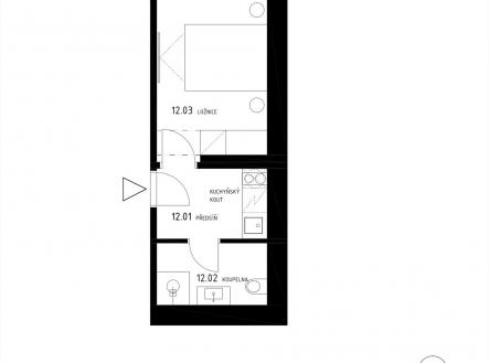 Prodej apartmánu č. 12, 1+kk, 21,4 m² ve stavu FIT OUT | Prodej bytu, 1+kk, 20 m²