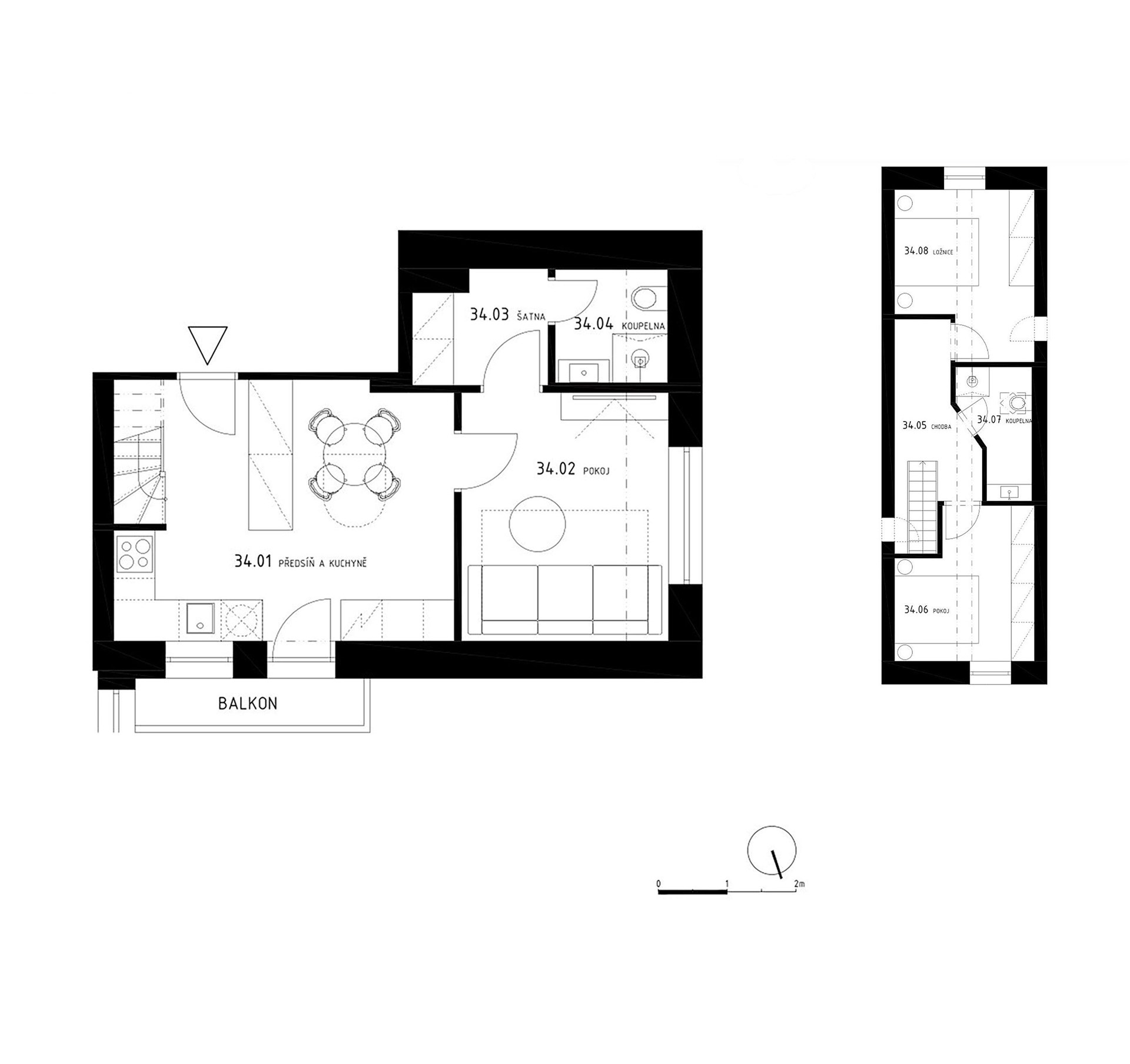 Prodej apartmánu č. 34, 4+kk, 75,9 m² ve stavu FIT OUT