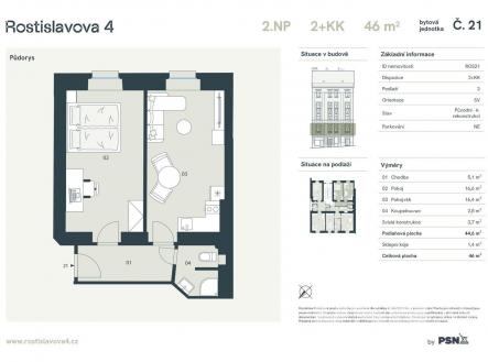 Bytová jednotka č. 21 | Prodej bytu, 2+kk, 45 m²