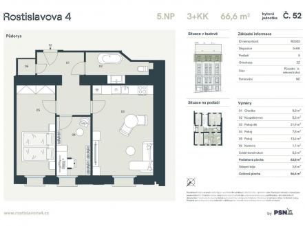 Bytová jednotka č. 52 | Prodej bytu, 3+kk, 64 m²