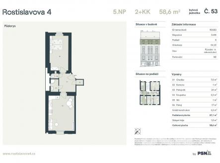 Bytová jednotka č. 53 | Prodej bytu, 2+kk, 57 m²