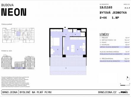 Neon & Xenon | Brno Jedna by PSN | Prodej bytu, 2+kk, 75 m²