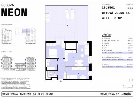 Neon & Xenon | Brno Jedna by PSN | Prodej bytu, 3+kk, 132 m²