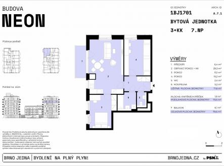 Neon & Xenon | Brno Jedna by PSN | Prodej bytu, 3+kk, 80 m²